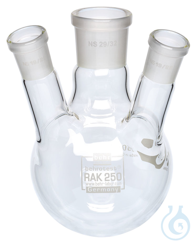 Image of RAK250 behrotest round bottom 3-neck flask, 250 ml - Luminix Health