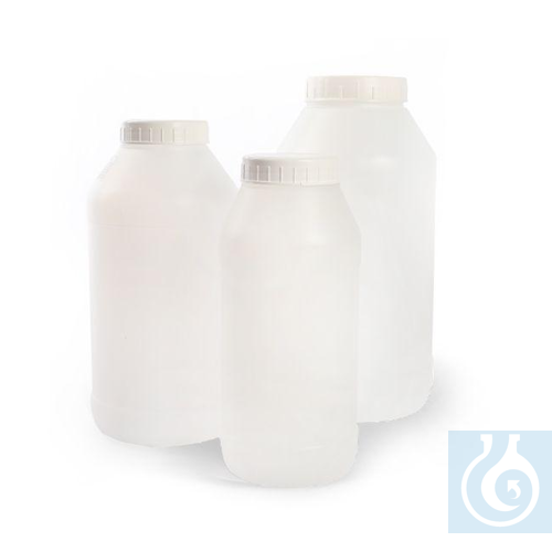 Round wide mouth bottles 1300 ml, HDPE, screw cap, inner cap, Ø 100 x H 215 mm - Luminix Health