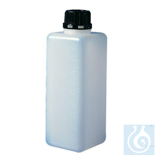 Square wide neck bottles 500 ml, HDPE, tamper evident cap, 65 x 65 x H 165 mm - Luminix Health