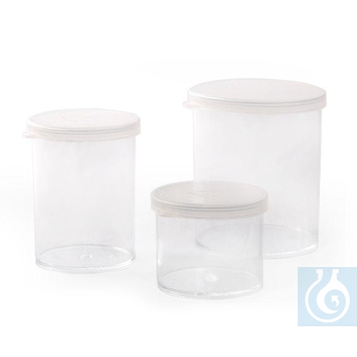 Transparent cylindrical jars 30 ml, PS, pressure cap, Ø 39 x H 32, mouth 39 mm - Luminix Health