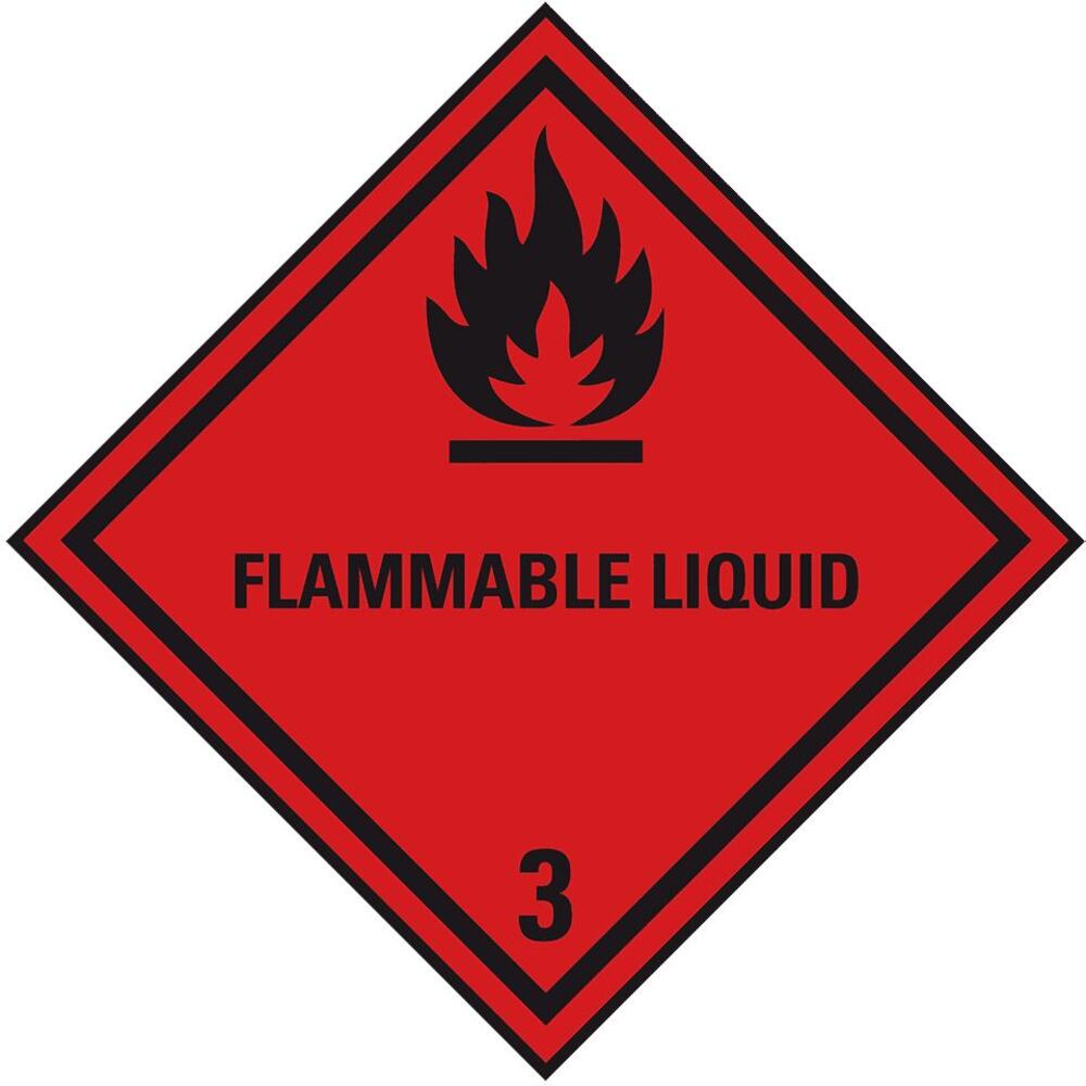 Packaging labelling class 3, flammable liquid, PE film, 100 × 100 mm, Kroschke, art. 3H5K.1