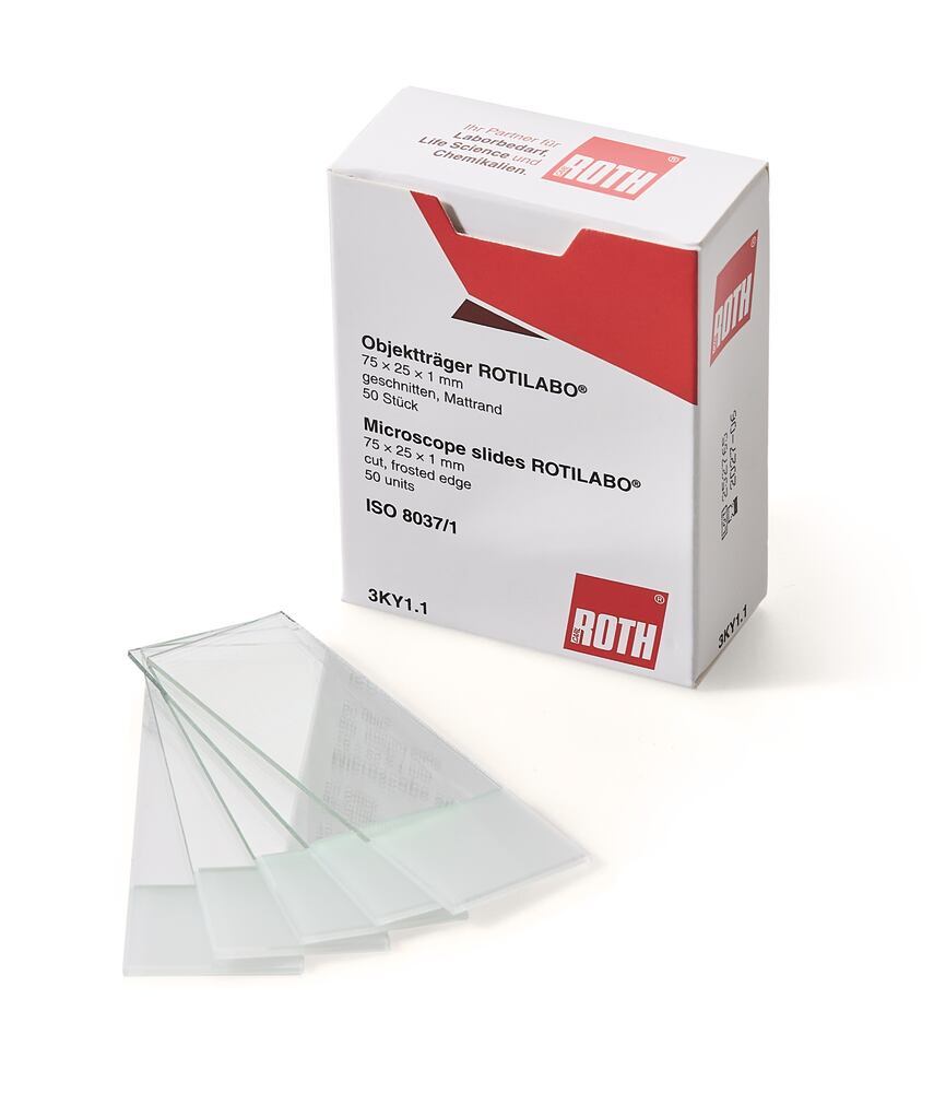 ROTILABO® microscope slide 75 x 25 x 1 mm, cut, frosted edge
