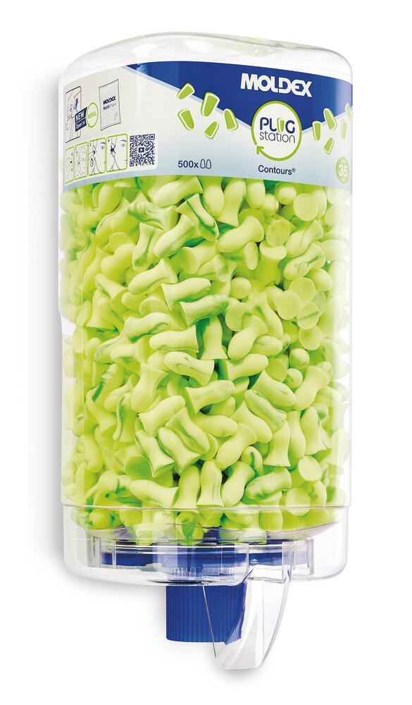 Contours single-use ear plugs, PlugStation dispenser, 500 pair