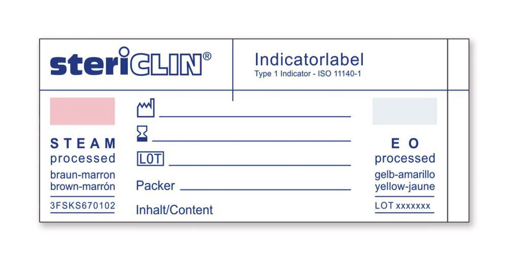 stericlin documentation labels, STEAM/EO indicator, adhesive, 80x34 mm