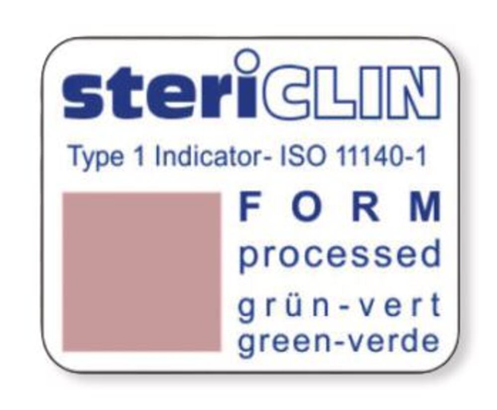 stericlin documentation labels, FORM indicator, 25×20 mm, on a sheet