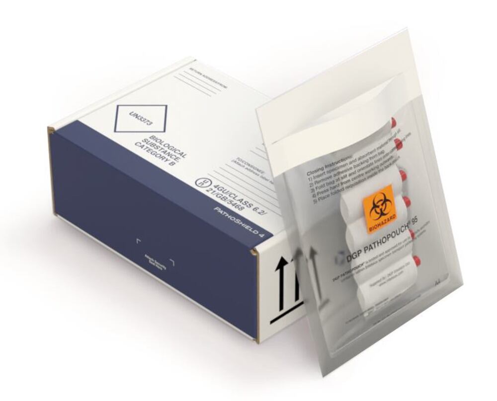 PathoShield shipping carton, 191 × 145 × 57 mm
