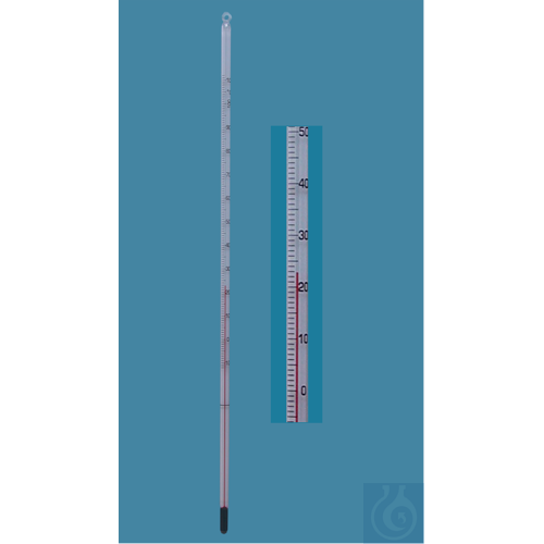 General purpose thermometer, simple type, solid stem, -40+50:1°C, white backed,