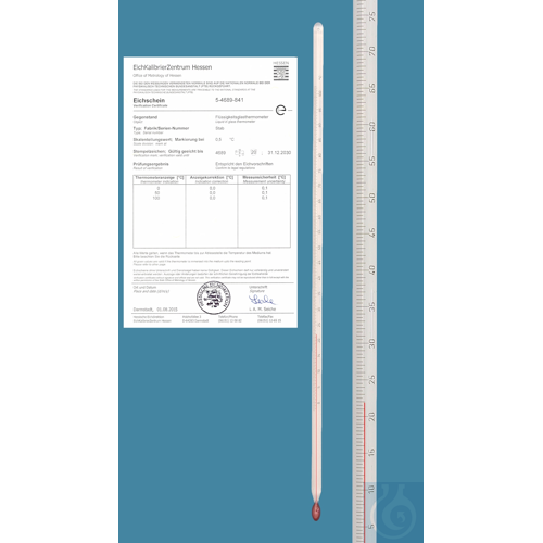 Congealing point thermometer, similar DIN, solid stem, 0+100:0,5°C, white