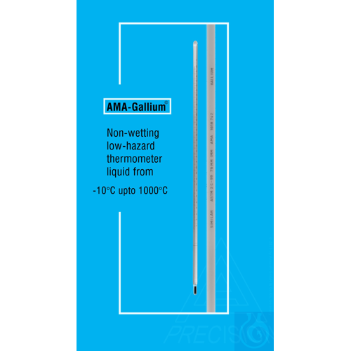 Thermometer similar to ASTM 88C, solid stem, 10+200:1°C, white backed, gallium