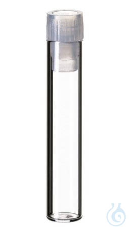 Image of 1 ml Shell Vial, 40 x 8.2 mm, clear Glass, 8 mm PE Lamellen Plug, 1000 pc/PAK