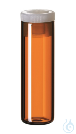 4ml Shell Vial, 44,6x14,65mm, amber glass, 15mm PE Plug, transparent - Luminix Health