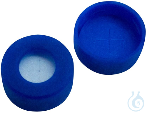 11mm PE snap ring cap, blue, w/ hole, silicone white/PTFE blue, 55° shore A, 1mm - Luminix Health