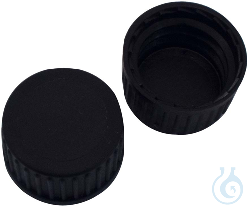 18mm PP Screw cap, black, closed top - Luminix Health