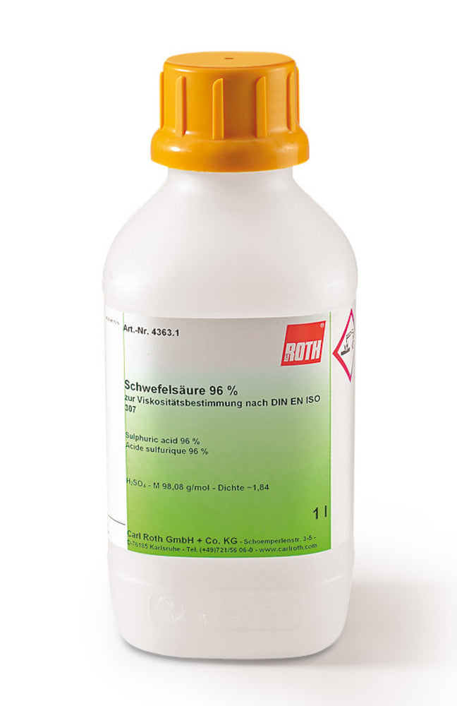 Sulphuric acid, 500 ml, glass, 96 % - Luminix Health