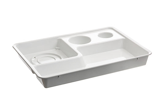 Compact blood collection tray for cannula disposal