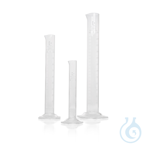 Image of DURAN® Measuring Cylinder, hexagonal base, Class B, white scale, with graduation - Luminix Health