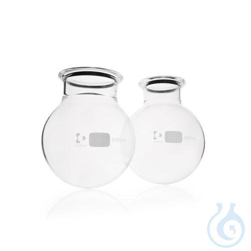 DURAN® Flat Flange Round Bottomed Flask, flange with groove, for vacuum use - Luminix Health