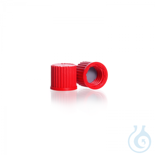 Image of Screw cap, GL 14, PBT, red, with PTFE protected seal - Luminix Health