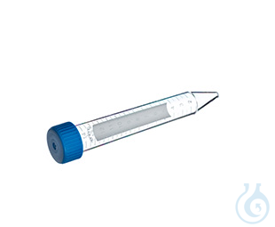 Image of TUBE, 15 ML, PS, 17/120 MM, CONICAL BOTTOM,, BLUE SCREW CAP, CLEAR, GRADUATED,,