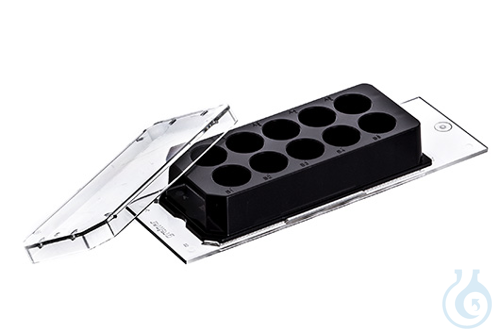 CELLVIEW CELL CULTURE SLIDE, PS, 75/25 MM,, GLASS BOTTOM, 10 COMPARTMENTS, - Luminix Health