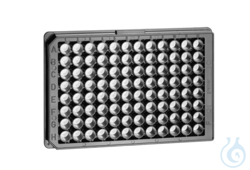 SENSOPLATE MICROPLATE, 96 WELL, PS, F-BOTTOM,, GLASS BOTTOM, BLACK, LID, - Luminix Health