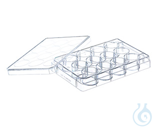 MULTIWELL PLATE FOR SUSPENSION CULTURE, 12 WELL,, PS, CLEAR, LID WITH - Luminix Health