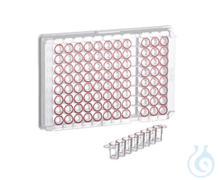 Image of SINGLE-BREAK STRIP PLATE, 12XC8 WELL, PS,, C-BOTTOM, CLEAR, MICROLON®, MED. - Luminix Health