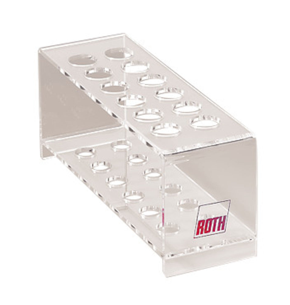Rotilabo®-test tube rack, acrylic glass, 6 x 2 holes, Ø borehole 18 mm - Luminix Health