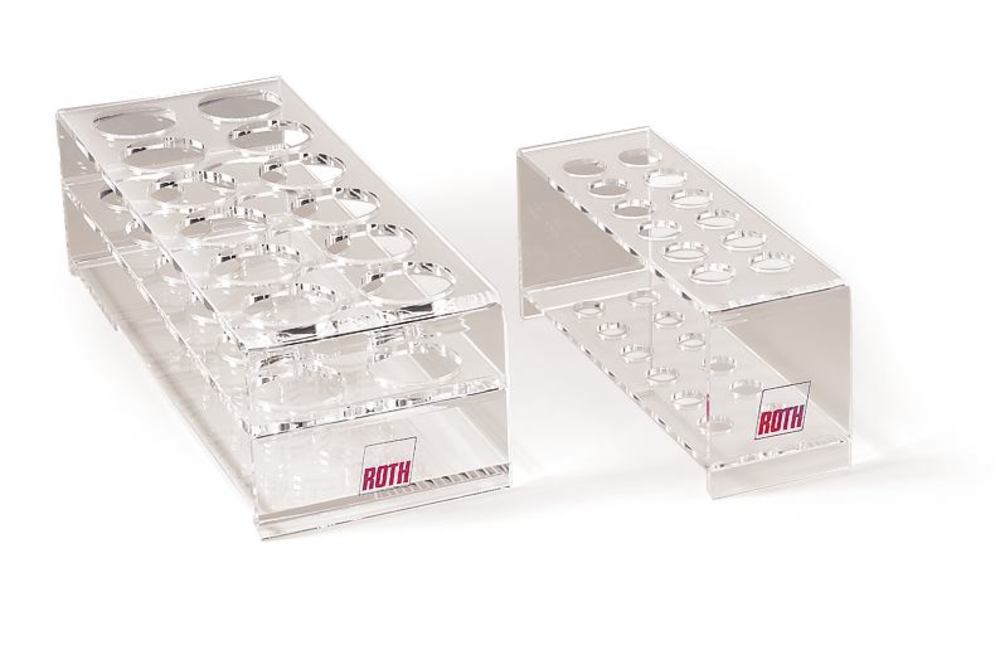 Rotilabo®-test tube rack, acrylic glass, 8 x 3 holes, Ø borehole 18 mm - Luminix Health