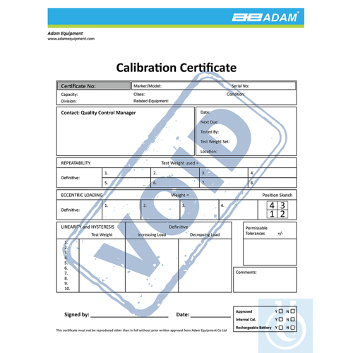 Image of Adam Kalibrierschein für PTS 2000 / AELP - Luminix Health