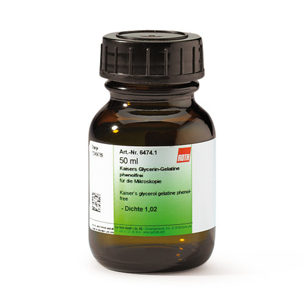 Kaisers glycerol gelatine phenol-free, for microscopy, 50 ml, glass - Luminix Health