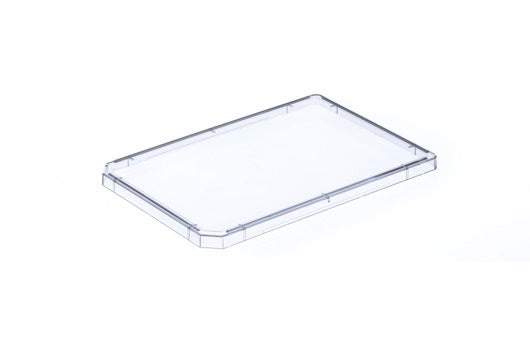 The cover plate, PS, flat profile (6 mm), transparent, sterile