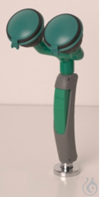 Image of Hand-held eye shower, with 2 shower heads angled at 45°. - Luminix Health
