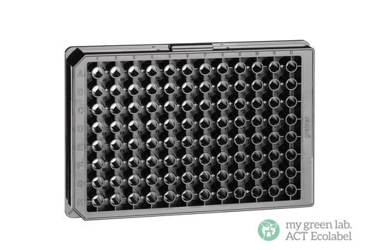 The 96-well half-area microplate in black polystyrene (PS) with µClear®