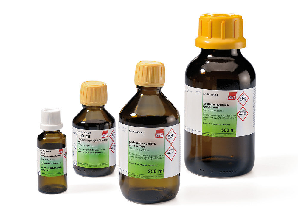 1,8-Diazabicyclo[5.4.0]undec-7-ene (DBU), min. 98 %, for synthesis, 25 ml, glass - Luminix Health
