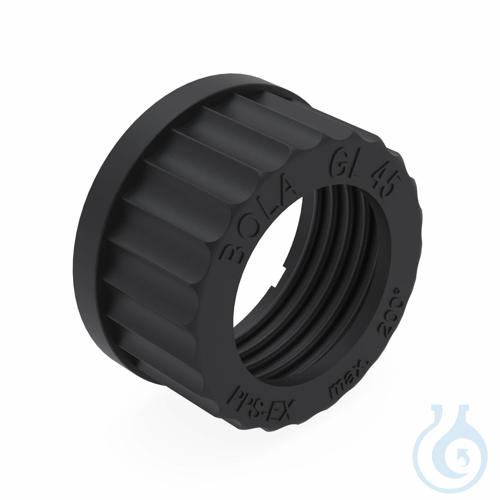 BOLA Screw Caps with Aperture EX, GL 18, Ø 11,0 mm black, made of conductive PPS