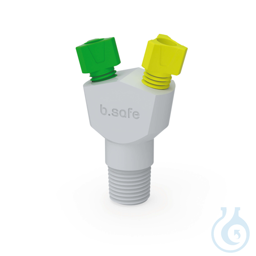 b.safe Multiport, NPT 1/8'', 2x UNF 1/4'' PTFE, for assembly in tubing connector