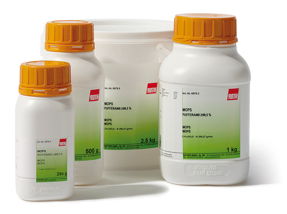 MOPS, PUFFERAN®, min. 99,5 %, 250 g, plastic - Luminix Health