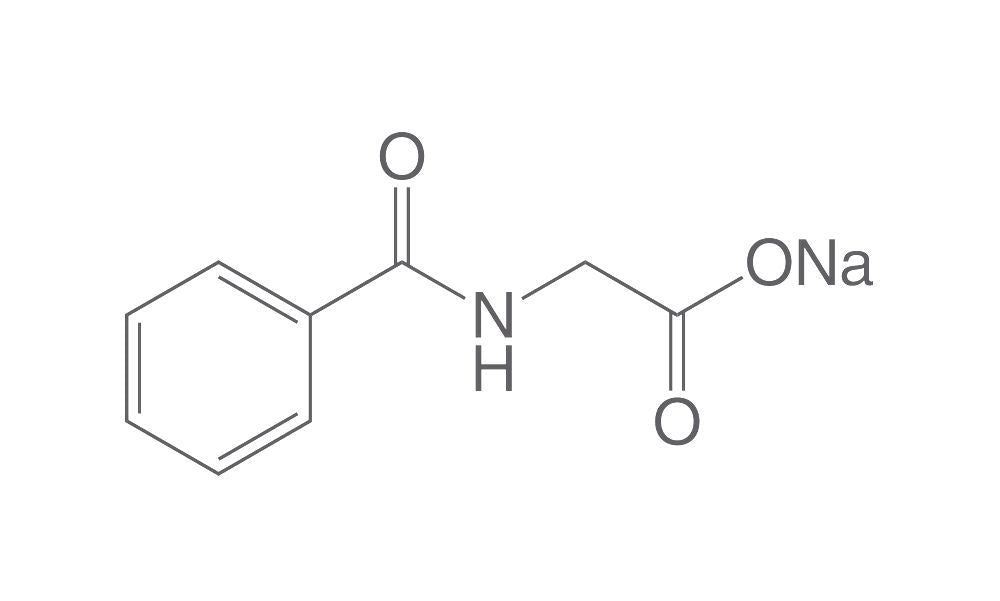 Hippuric acid sodium salt hydrate, min. 99 %, cryst., 25 g, glass - Luminix Health