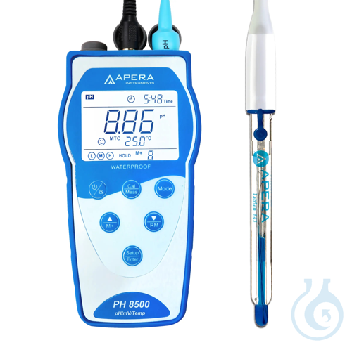 Image of PH8500-SB Portable pH Meter for Strong Basic Solutions, with Data Management - Luminix Health