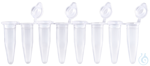 Image of Expell PCR strips of 8 tubes attached caps 0,2 mL, Case / 5 x 10 x 12 pcs. - Luminix Health