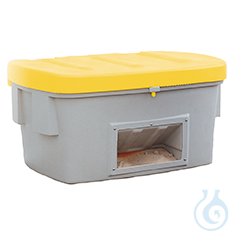Grit container with dispensing hatch PE yellow V=100 L, 975x705x460 - Luminix Health