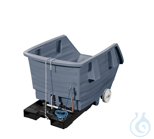 Tipping container PE grey V=500 L, 960x1530x830 - Luminix Health