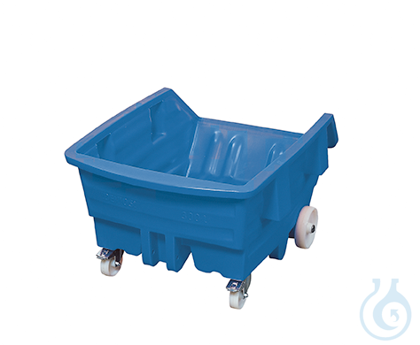 Tipping trolley liquid-tight PE blue V=1000 L, 1173x1586x1095 - Luminix Health