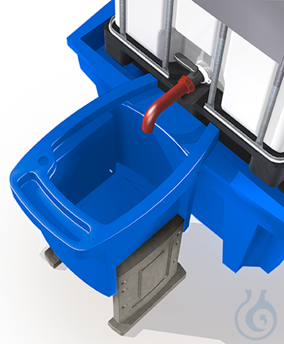 attachment container PE for IBC stations height adjustable w. 2 feet 605x785 - Luminix Health