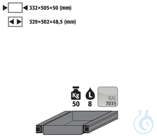 Image of drawer (disposal) sh.steel lam. for Q90/S90 B600 332x505x50 - Luminix Health