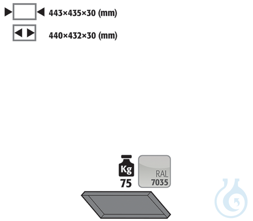 shelf sh.steel lam. for G90 B600 443x435x30 - Luminix Health