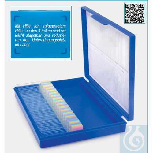 slide boxes - 25 slides - with hinged lid - blue