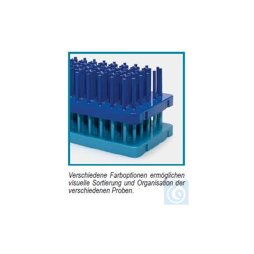 tube rack - ABS - hedgehog ( peg ) type - for tubes 50 ml - blue