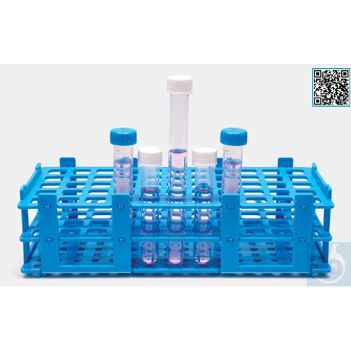 tube rack - dismantled - P.P - 84 holes - for tubes 13 mm diameter - blue